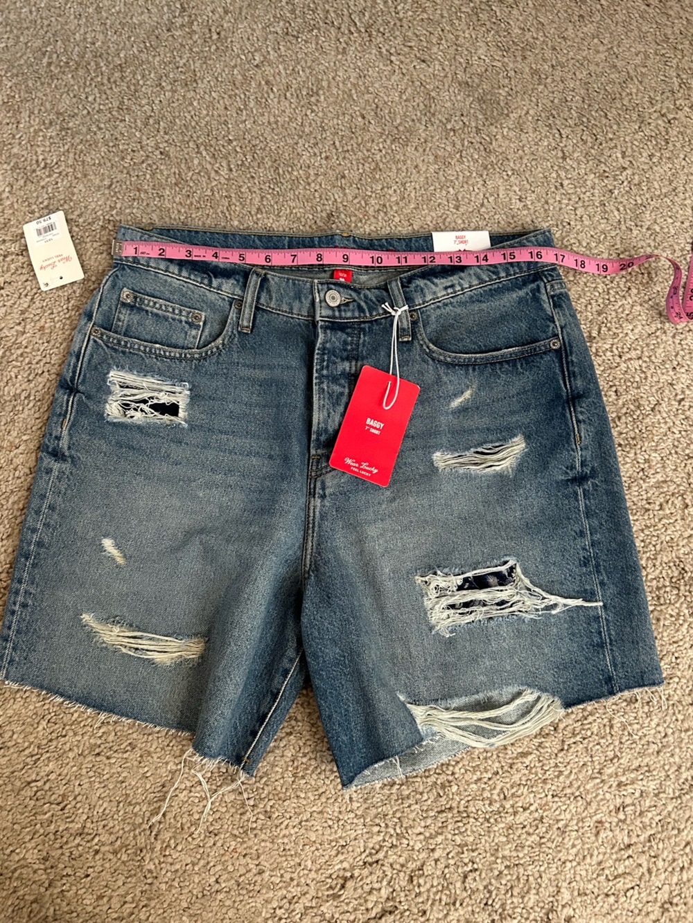🌀Lucky Brand NWT Distressed Denim Shorts - Blue - Picture 8 of 12